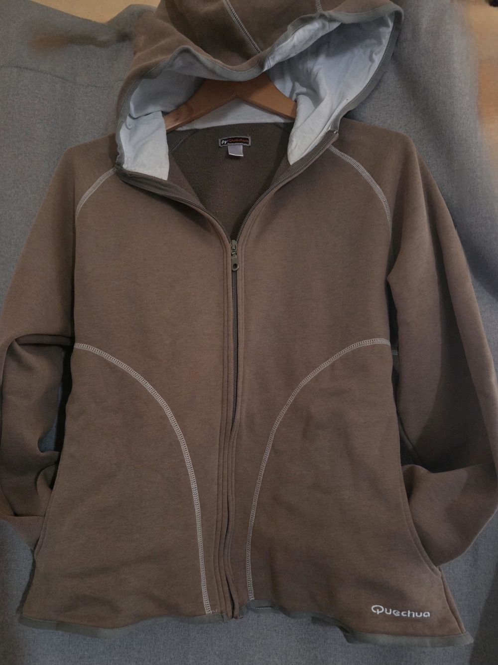 Quechua Men's Brown Full-Zip Hooded Sweater